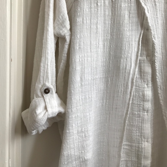 Button up, split back white blouse by Free People - Picture 5 of 7