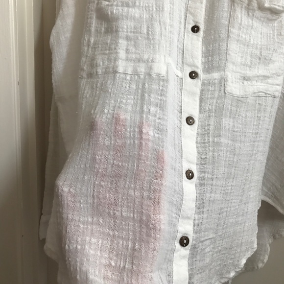 Button up, split back white blouse by Free People - Picture 7 of 7