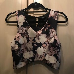 Dark floral crop top and midi skirt set