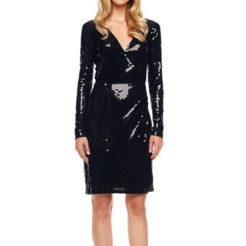 MICHAEL KORS Sequin Long Sleeve Cocktail Dress