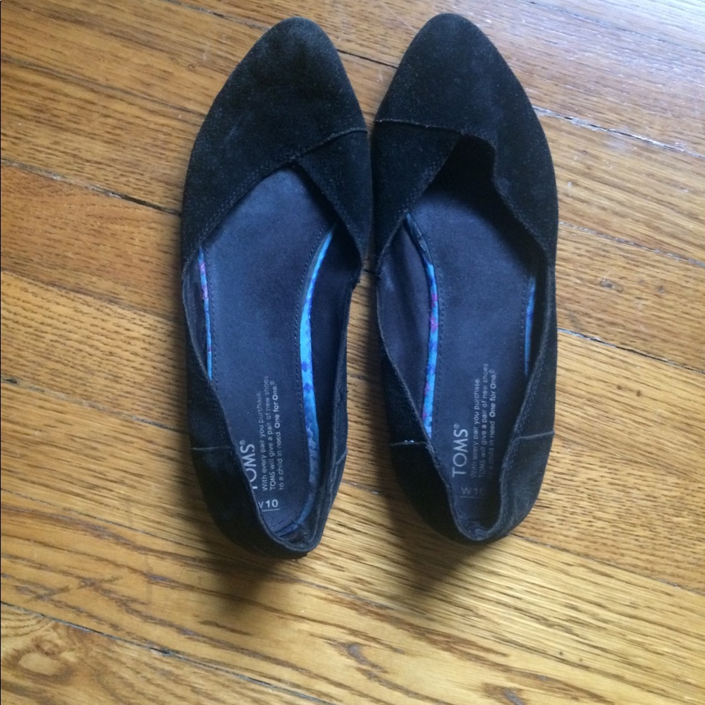 Toms Black Suede Jutti Flats.