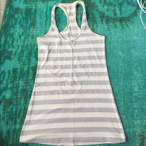 LULULEMON gray striped racer back tank