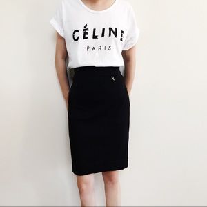 New Tory Burch Black Wool Pencil Skirt Size S