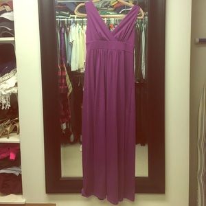 Purple Donna Morgan maxi dress.