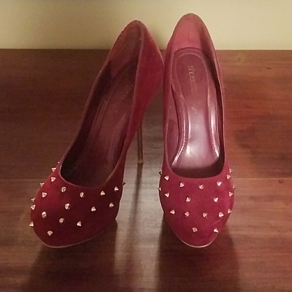 Maroon spiked heels