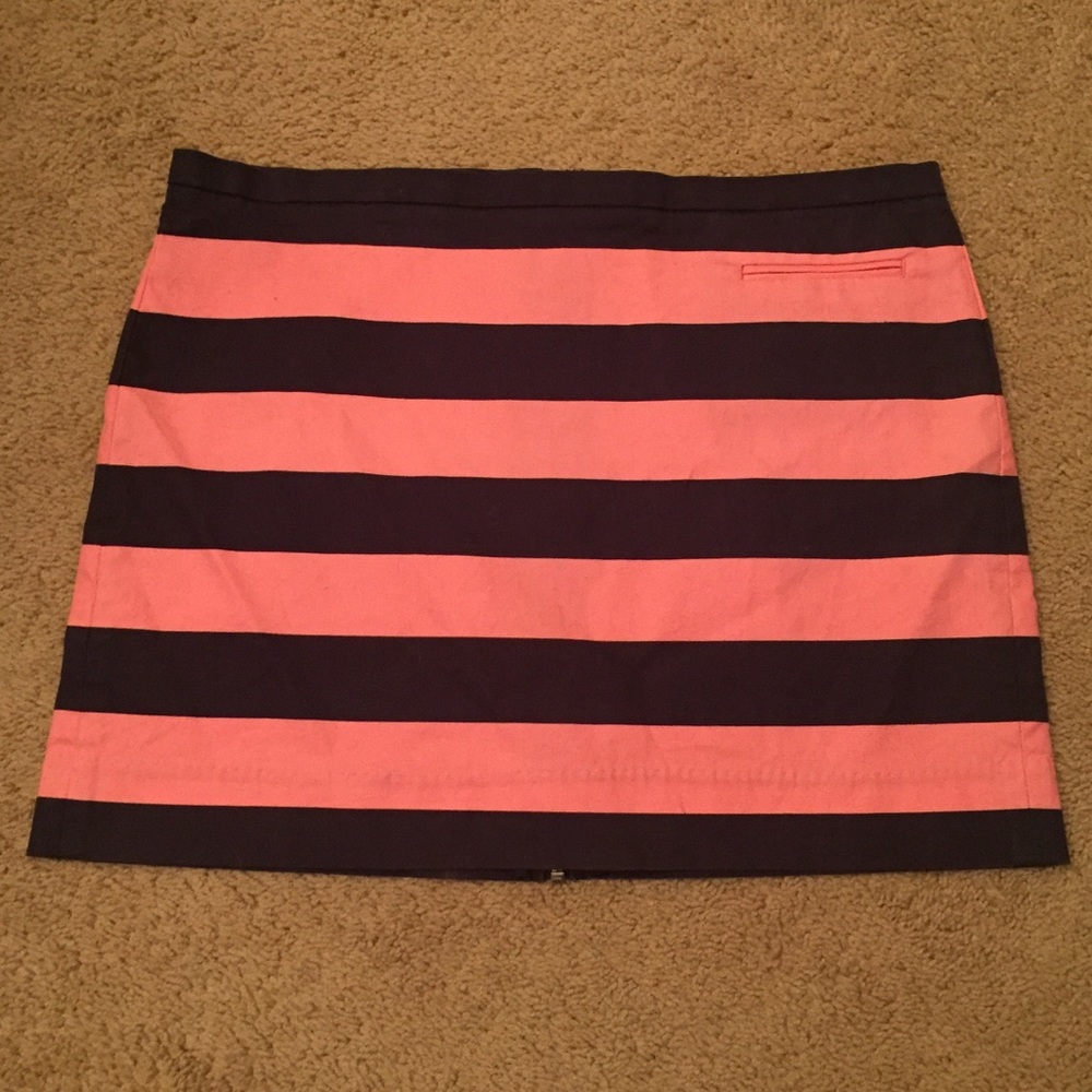GAP Navy and Salmon Striped Mini Skirt