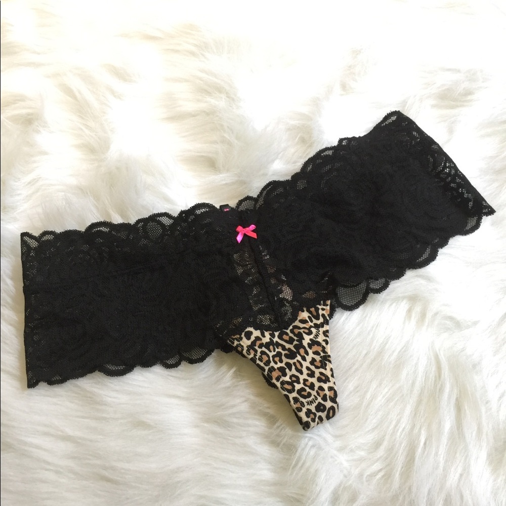 PINK leopard Black lace extra low rise cheekster