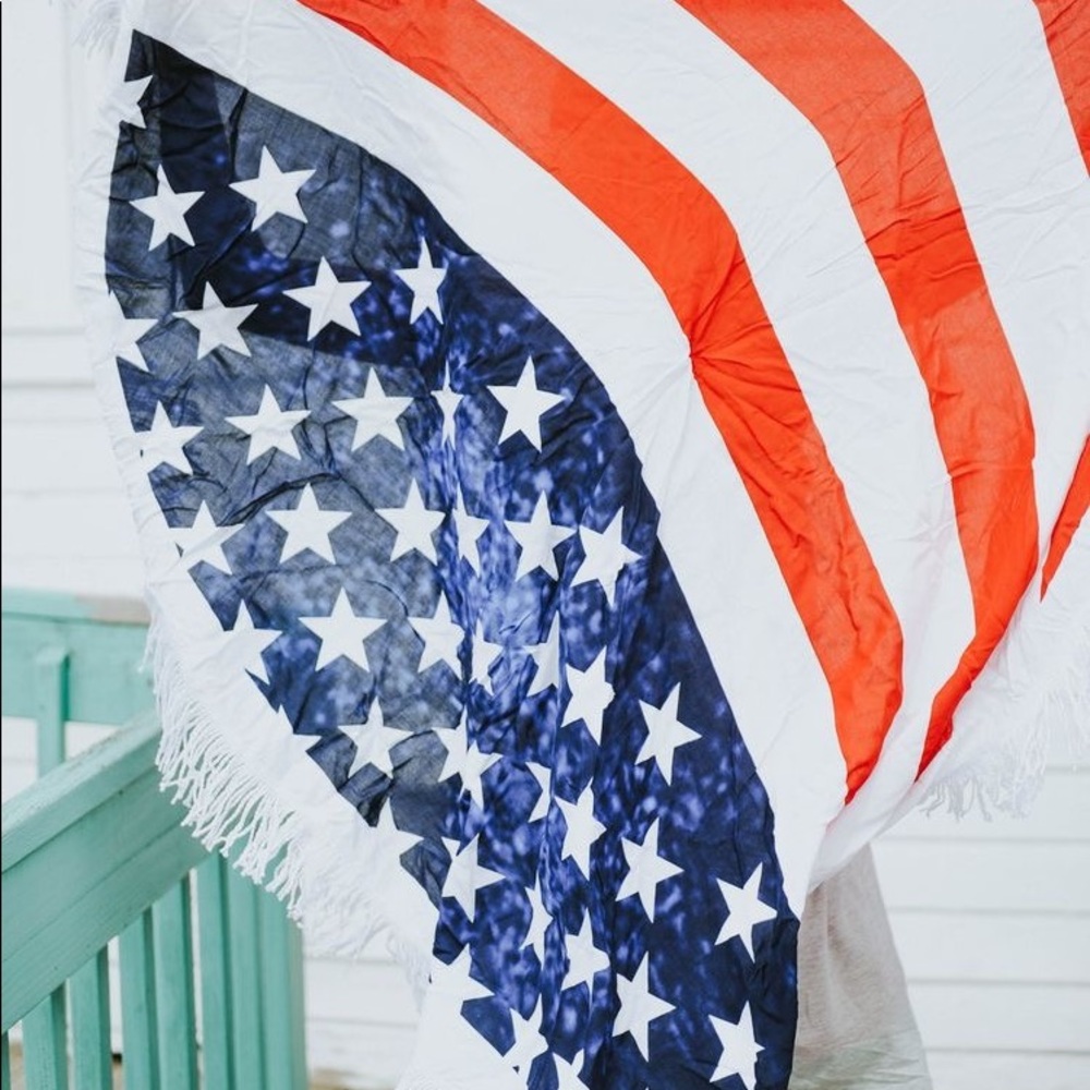 American Flag Beach Throw