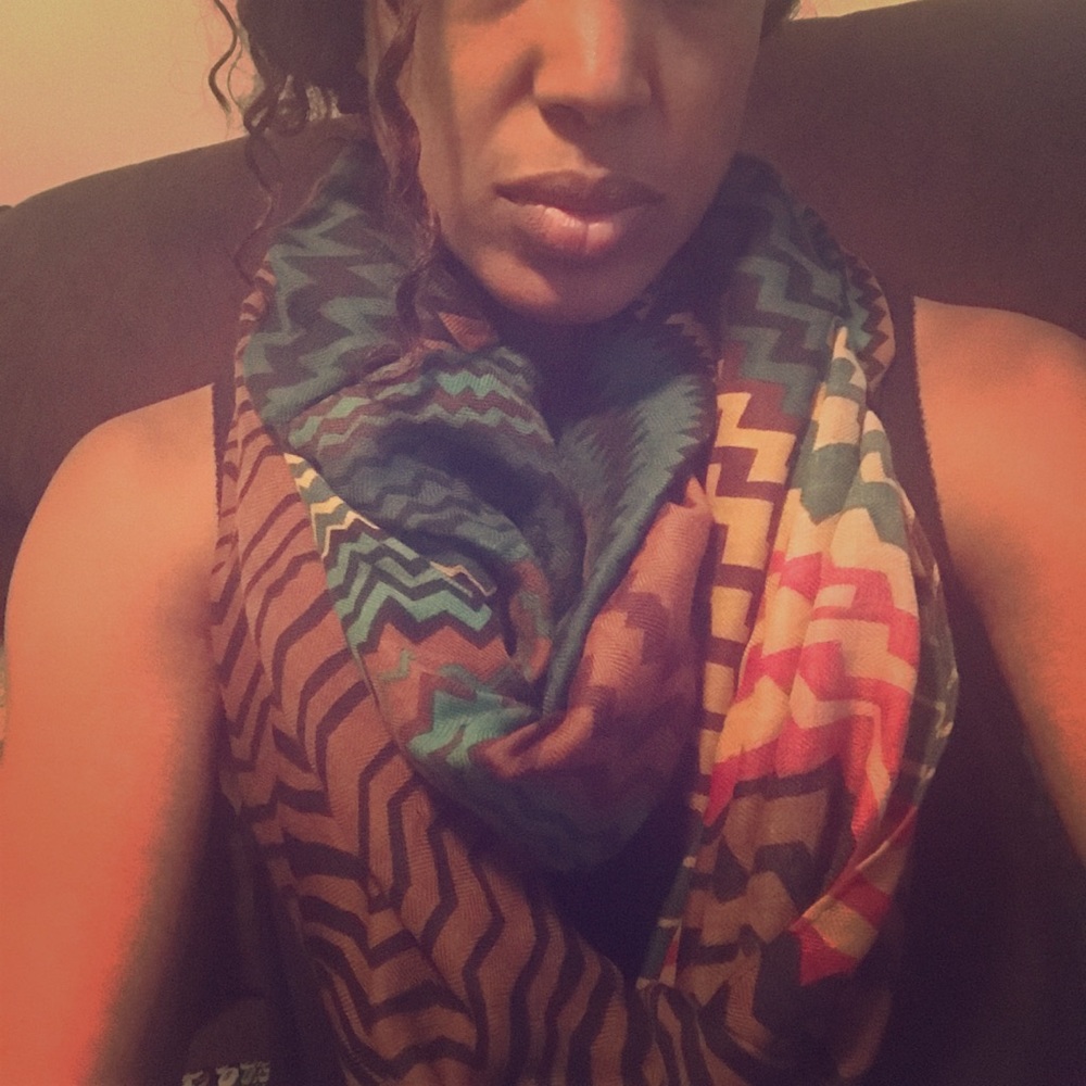 Tribal print infinity scarf.