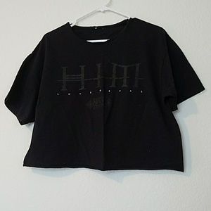 HIM lovemetal graphic music crop top  tshirt