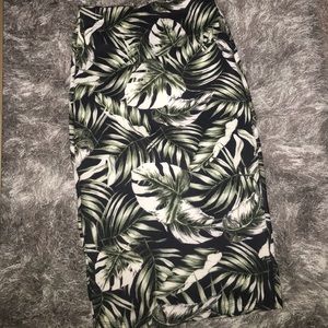 Tropical Leaf Midi Skirt