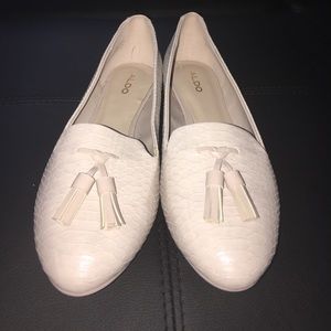 Aldo Nude Tassel Smoking Loafers