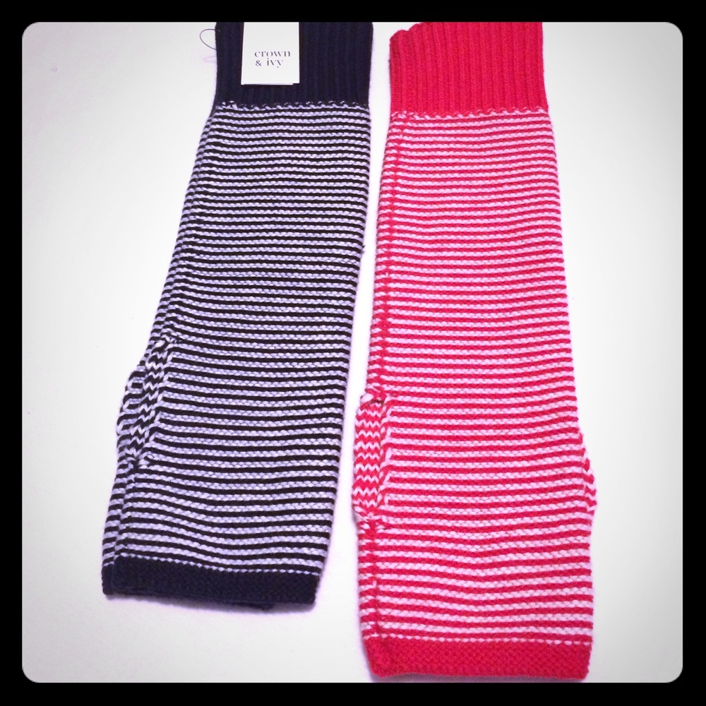 Stripe Fingerless gloves Arm-warmers Crown & Ivy