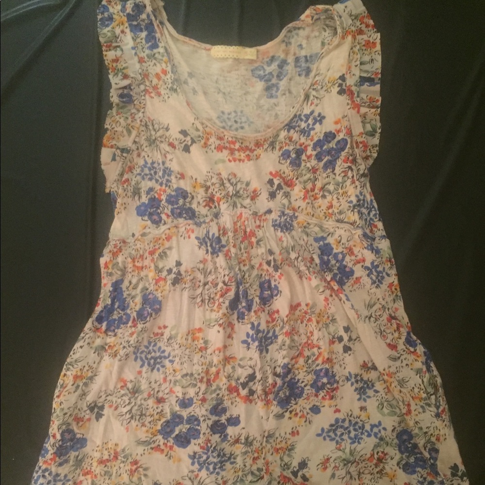 Ruffled long floral blouse