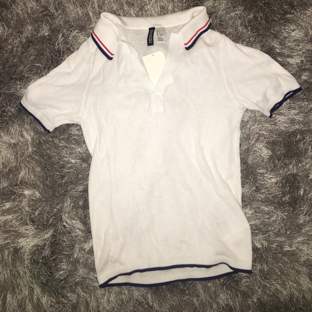 White, Blue and Red Varsity Style Crop Top