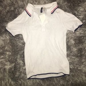 White, Blue and Red Varsity Style Crop Top