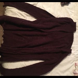 maroon cardigan