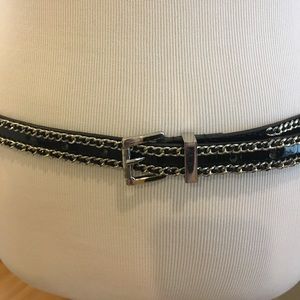 WHBM black patent and silver belt