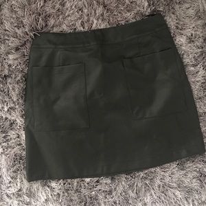 Army Green Faux Leather Mini Skirt