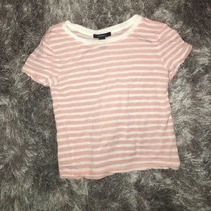 Pink and White Striped Crop Top
