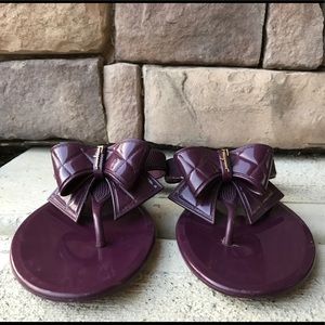 Salvatore Ferragamo purple jelly bow sandals