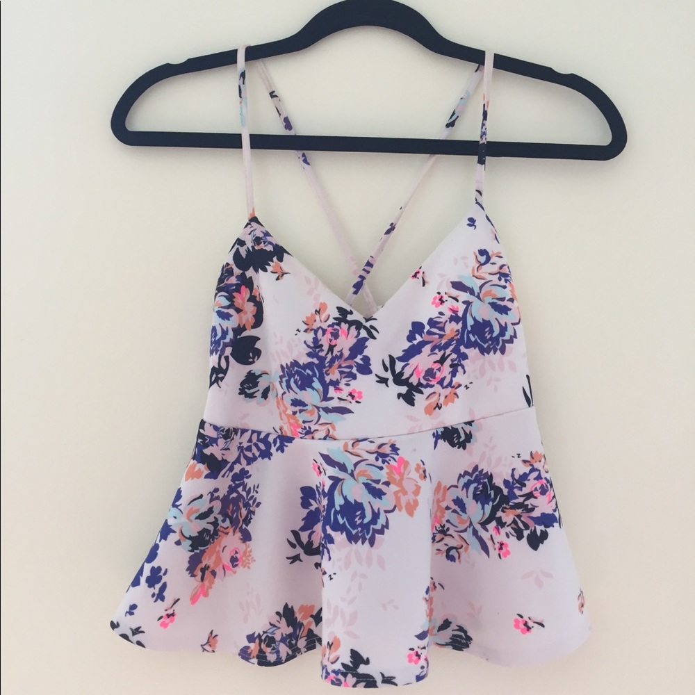 Floral, Peplum Tank