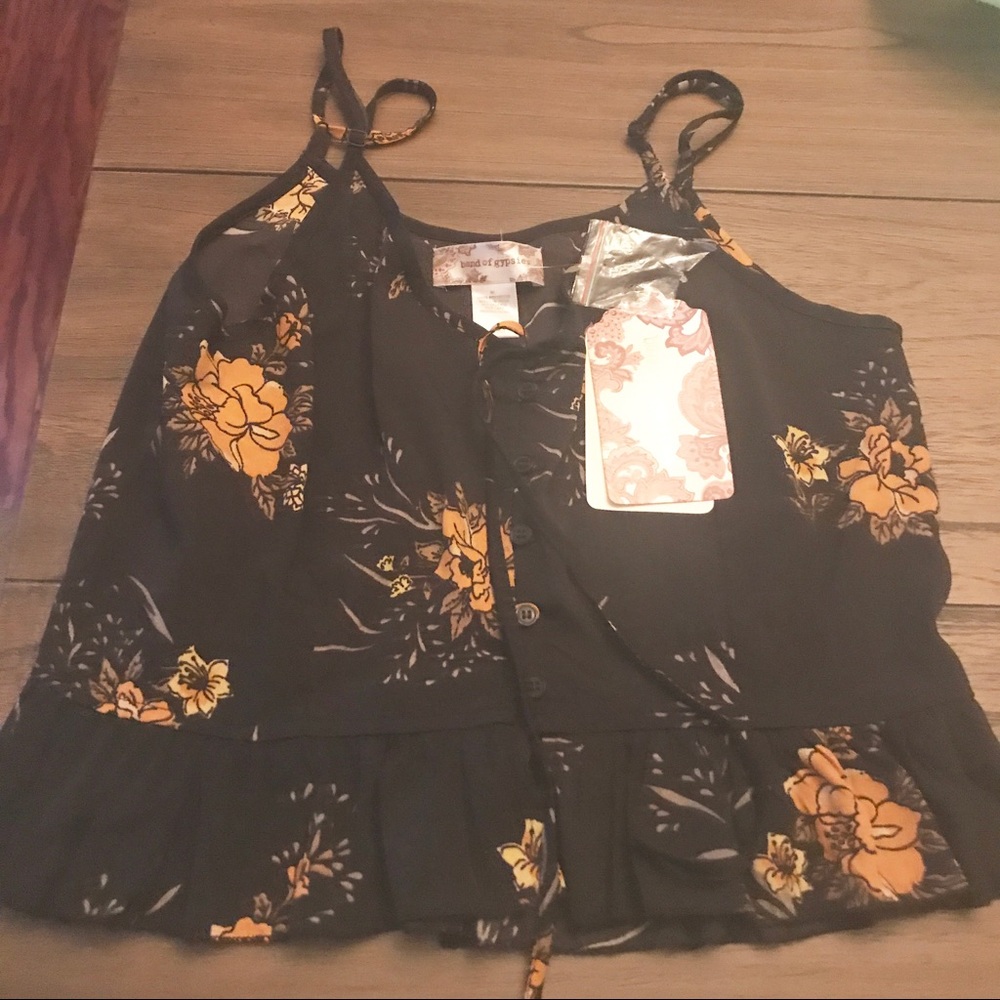 Gorgeous Black Crop Tank w/ Floral Print