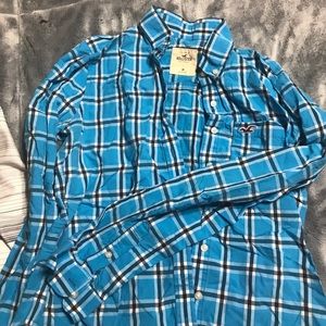 Hollister blue navy and white button down women's