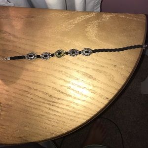 Silver and black choker