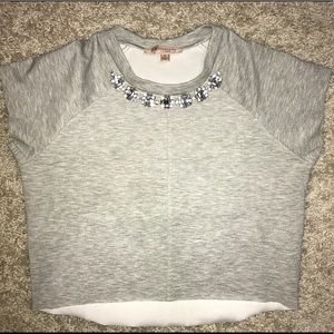 DISCOUNTED! Light grey, beaded crop top!