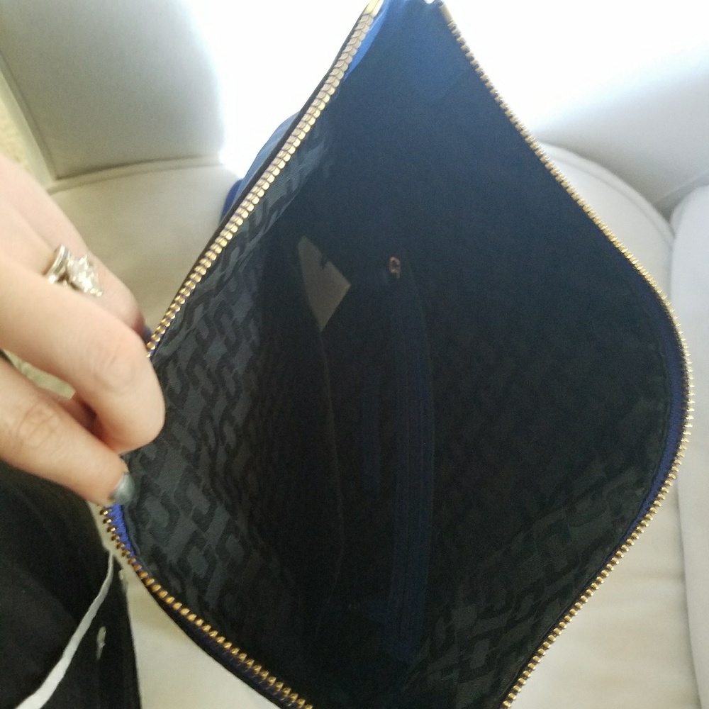 DVF Blue and Gingham leather clutch/pochette - Picture 4 of 5