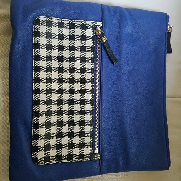 DVF Blue and Gingham leather clutch/pochette - Picture 3 of 5