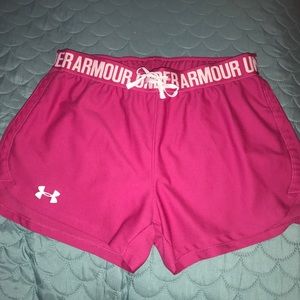 pink running shorts