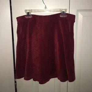 Dark red ribbed skater skirt