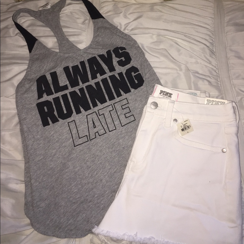 Pink Victoria's Secret high waisted cut off shorts