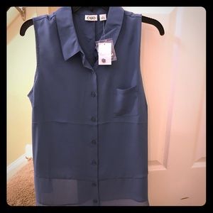 Blue sleeveless blouse size xl