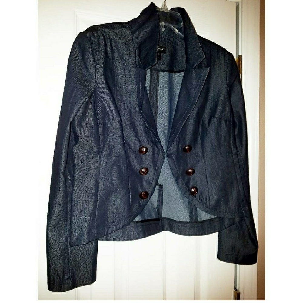 Structured Dark Denim Blazer