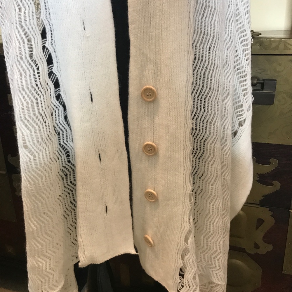White Knit Convertible Top/Scarf/Shrug - Picture 2 of 4