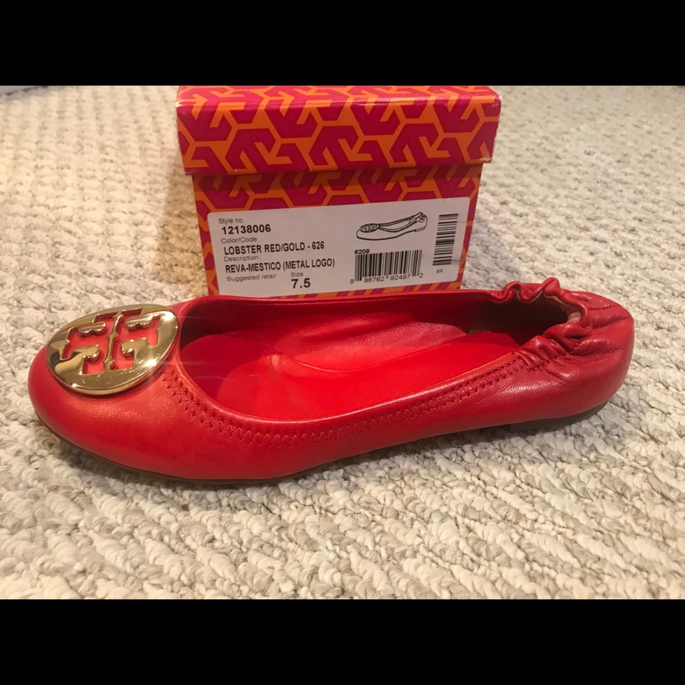 Barely worn Tory Burch Reva Red Ballet Flats