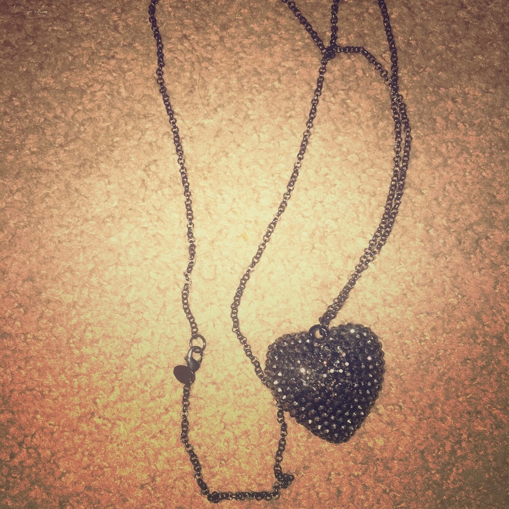 Metallic Heart Long Necklace