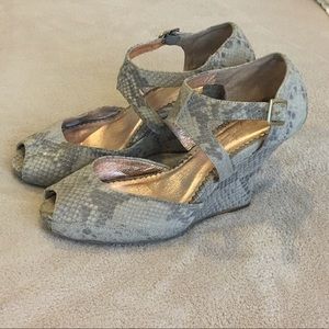 Anthropologie snake print wedges