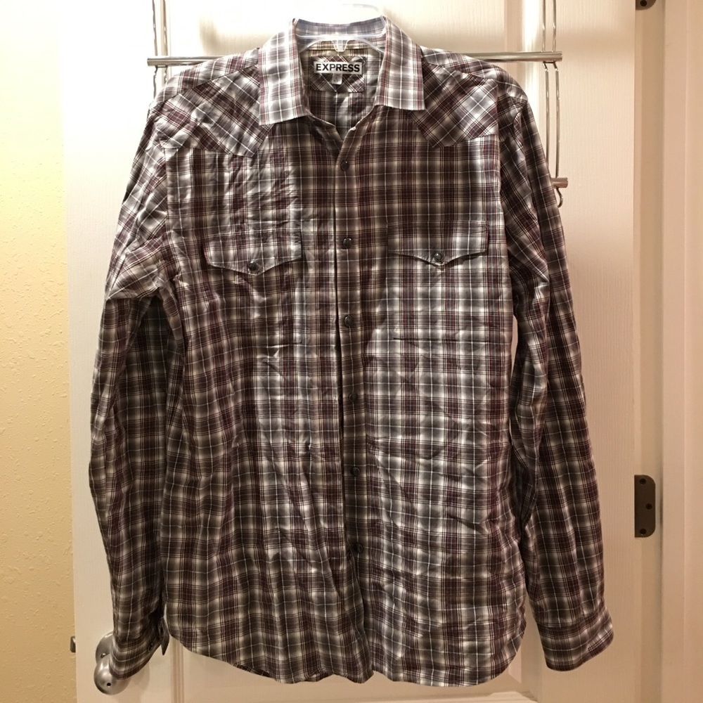 Express plaid button up shirt