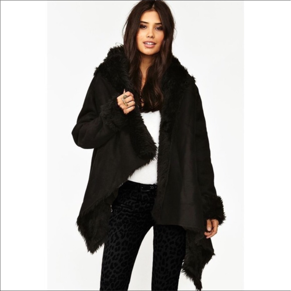 Unif Chelsea Shearling Asymmetrical Coat