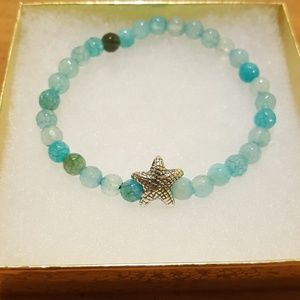 💙💚Light Blue Starfish Agate Bead Bracelet💚💙