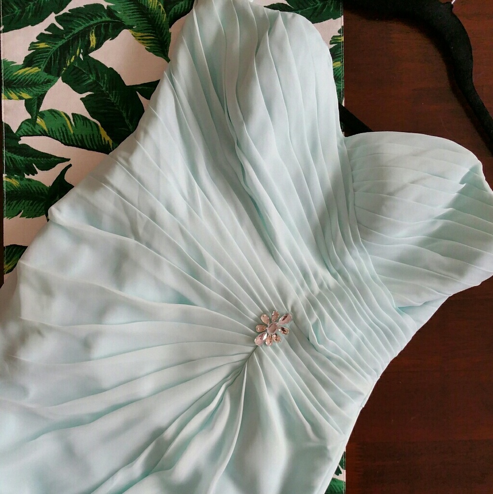 Chiffon Morilee Mint Bridesmaid Dress w/Side Slit