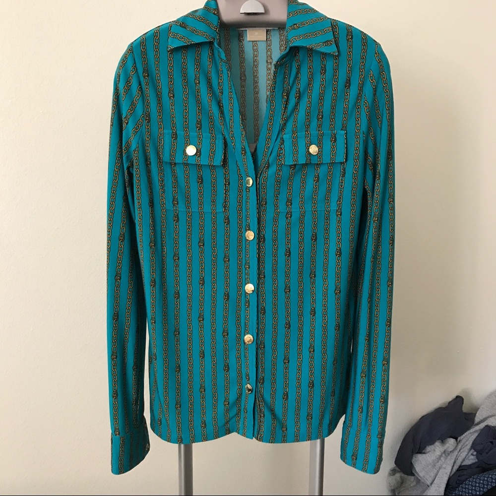Michael Kors turquoise and gold blouse