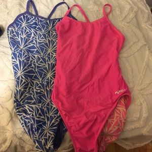 2 Dolphin Swim Cutout One Piece Racing Suits