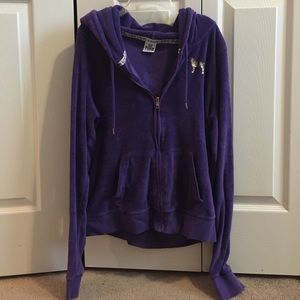 Purple and gold PINK full zip sweatshirt