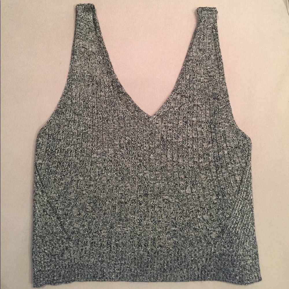 Sparkly knit silver top