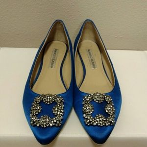 Blue Satin Flats